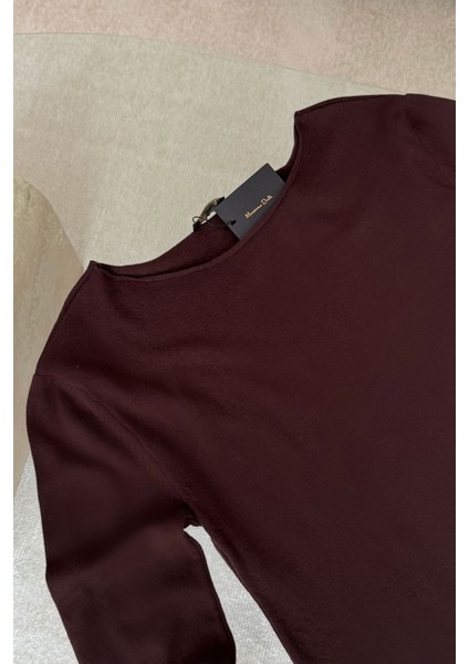 Marka Model Kayık Yaka Triko Bluz- Kahverengi modelleri