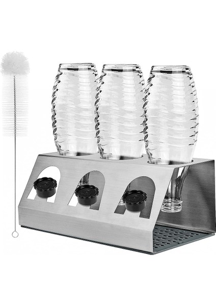 Santkuee Kapak Tutuculu, Paslanmaz Çelik Şişe Tutuculu, Boşaltma Pedli ve Fırçalı Emil Şişe Bulaşıklık A (Yurt Dışından)