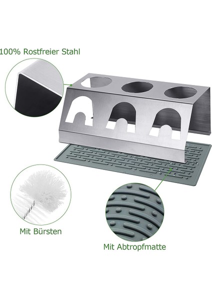 Santkuee Kapak Tutuculu, Paslanmaz Çelik Şişe Tutuculu, Boşaltma Pedli ve Fırçalı Emil Şişe Bulaşıklık A (Yurt Dışından) fiyatları