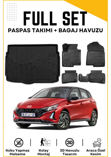Hyundai I20 2024 Model Birebir Uyumlu Bagaj Havuzu+Paspas Seti