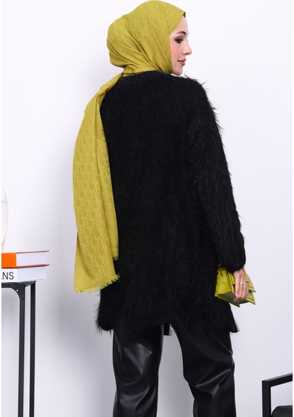 Siyah Uzun Angora Yumoş Triko Hırka fırsatları