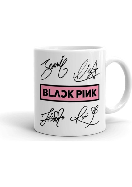 Black Pink Logo ve Imzalar Porselen Seramik Kupa Bardak