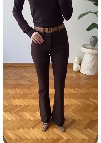 Marka Model Ispanyol Jean- Kahverengi indirimleri