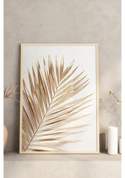 🌿 Altın Tonlarda Tropikal Yaprak Temalı 3’lü Çerçeveli Tablo Seti🌿 CRV1142 23 x 32 modelleri