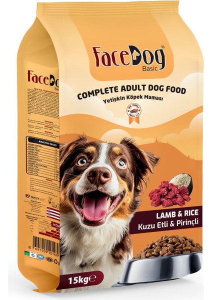 Facedog Kuzu Etli ve Pirinçli Yetişkin Köpek Maması 15 kg