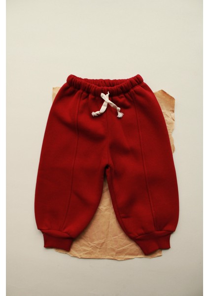 Bordo Polarlı Eşofman Altı