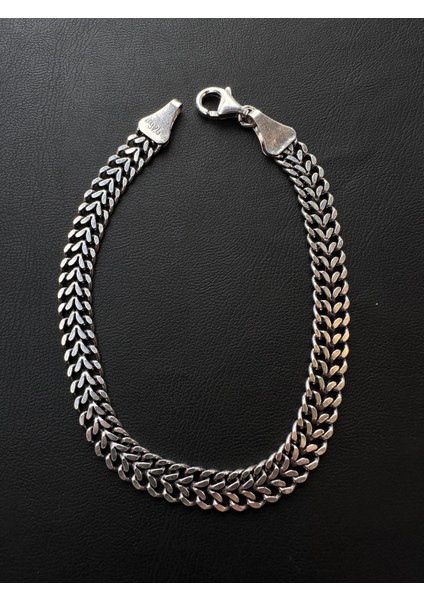 7 mm 22 cm Hasır Model Erkek Gümüş Bileklik