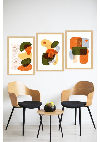 🌿modern Soyut Sanatın Şıklığı: Çerçeve Görünümlü 3’lü Tablo Seti🌟 CRVS1137 13 x 17 modelleri