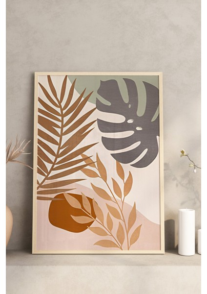 🌿 Güneş ve Yaprak Temalı 3’lü Ahşap Çerçeveli Tablo Seti🌿 CRV1138 23 x 32 modelleri