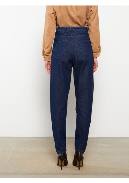 Yeni Sezon Kadın Yüksek Bel Mom Fit Düz Jean Pantolon indirimleri