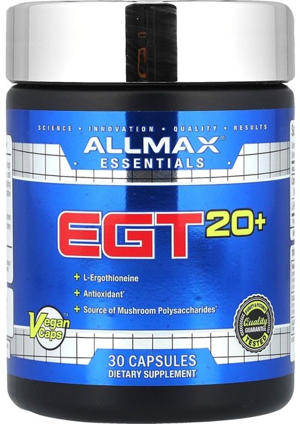 EGT20+ L-Ergothioneine Cordyceps Shiitake Source Of Mushroom Polysaccharides 30 Vegan Caps