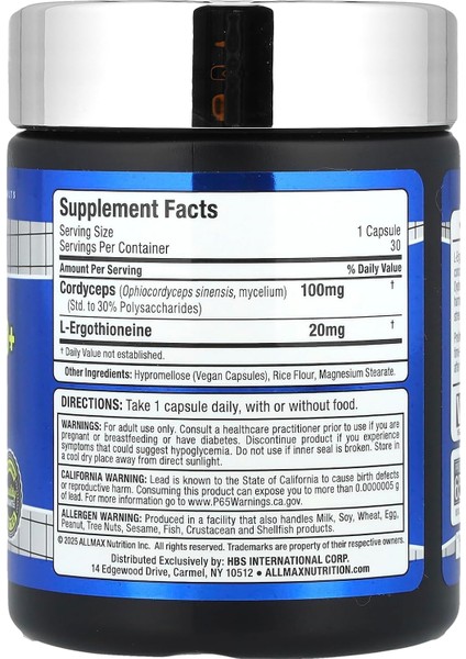 EGT20+ L-Ergothioneine Cordyceps Shiitake Source Of Mushroom Polysaccharides 30 Vegan Caps fiyatları