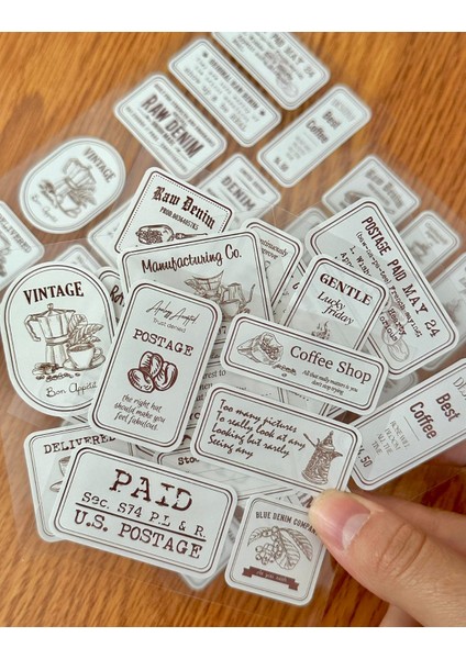 Half Moon Coffee–vintage Kahve Etiket Temalı Sticker 4 Yaprak 20 Adetbullet Journaletiketçıkartma fırsatları