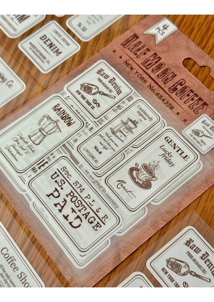 Half Moon Coffee–vintage Kahve Etiket Temalı Sticker 4 Yaprak 20 Adetbullet Journaletiketçıkartma indirimleri