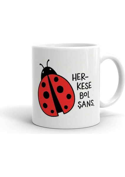 Uğur Böceği Herkese Bol Şans Porselen Seramik Kupa Bardak