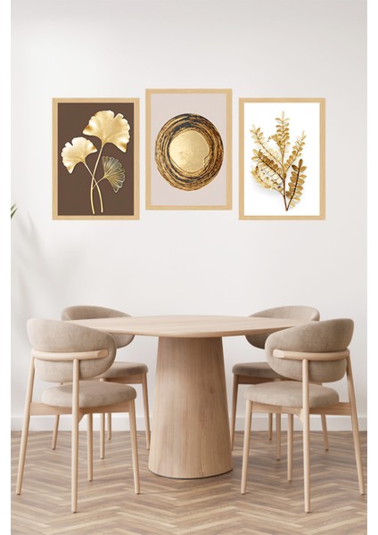 ✨ Altın Detaylı Bitki ve Daire Temalı 3’lü Çerçeve Görünümlü Tablo Seti ✨ CRVS1132 13 x 17 fiyatları
