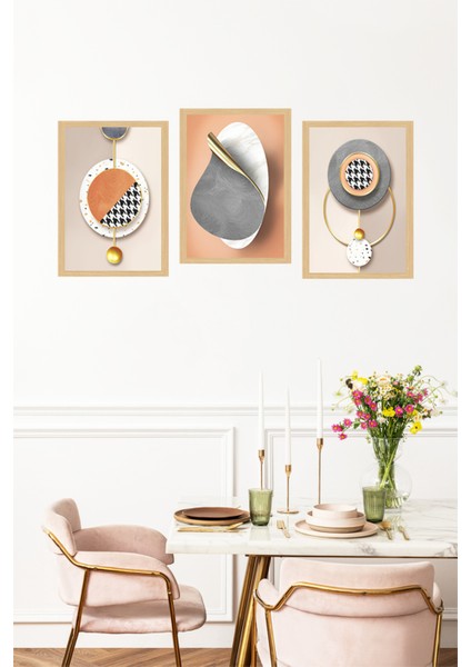 🖼️ Modern Geometrik 3’lü Çerçeve Görünümlü Tablo Seti 🌟 CRVS1134 13 x 17 fırsatları