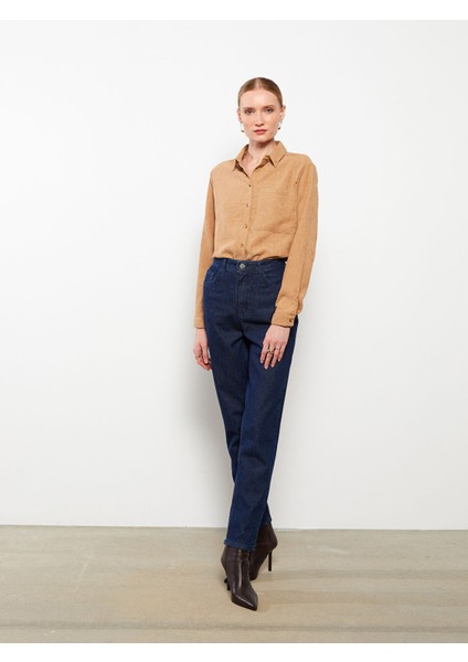 Yeni Sezon Kadın Yüksek Bel Mom Fit Düz Jean Pantolon fiyatları