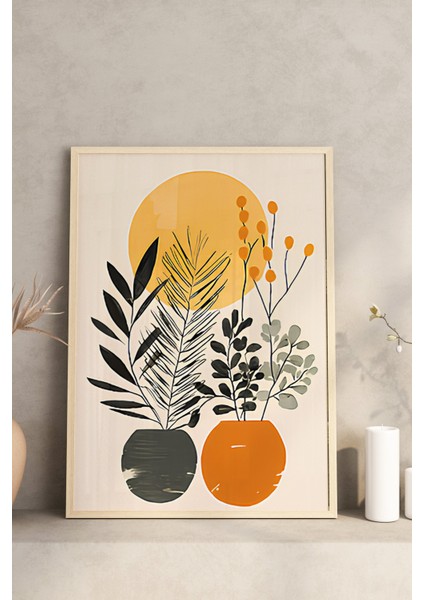 🌿 Turuncu Vazo ve Yaprak Temalı 3’lü Çerçeveli Tablo Seti Modern Dekorasyonun Yeni Yüzü 🌿 CRV1158 23 x 32 modelleri