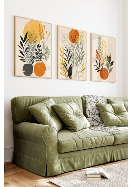 🌿 Turuncu Vazo ve Yaprak Temalı 3’lü Çerçeveli Tablo Seti Modern Dekorasyonun Yeni Yüzü 🌿 CRV1158 23 x 32 indirimleri