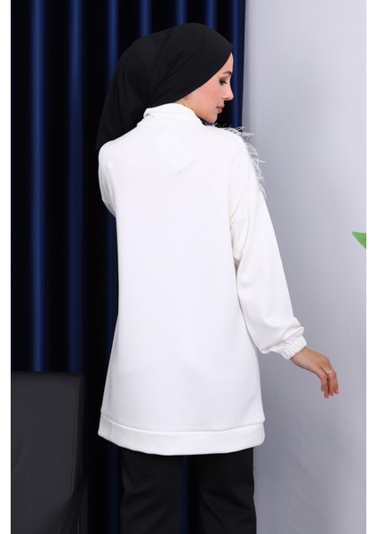 Ekru Yaka Fermuarlı Püsküllü Tunik fırsatları