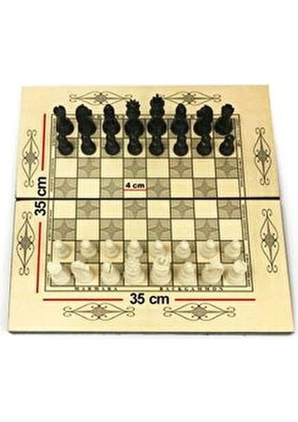 Yakma Tavla ve Satranç Seti Büyük Boy Mıknatıslı Kapaklı Doğal Tasarım 1 Takım