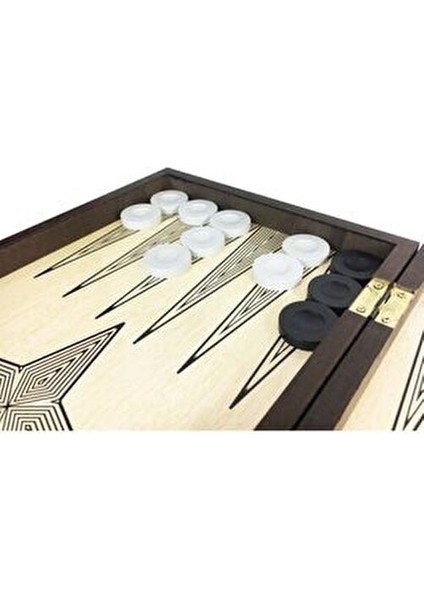 Yakma Tavla ve Satranç Seti Büyük Boy Mıknatıslı Kapaklı Doğal Tasarım 1 Takım