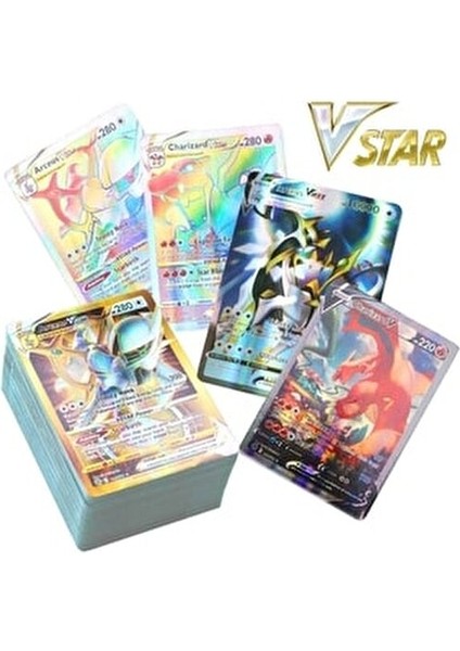 Pokemon Gold V-Star V-Max 25 Adet Oyun Kart Seti Özel Kartlarla