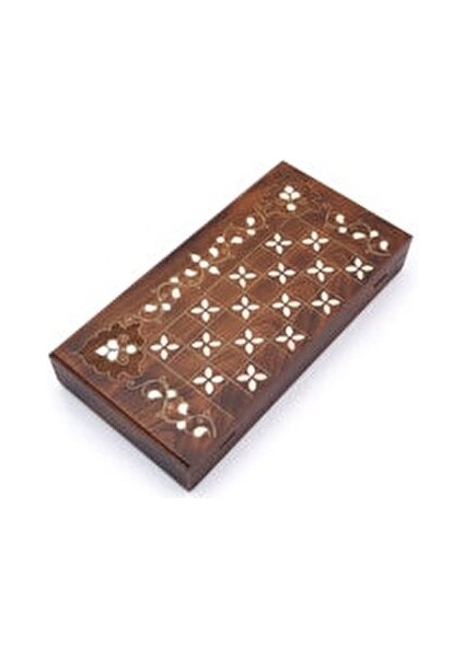 Büyük Boy Damalı Tavla Takımı Sedef Kakma ve Telkari İşçiliği Ahşap 2 Parça