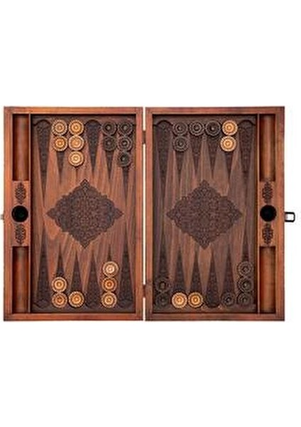 Rumi Desenli Ahşap Tavla Takımı El İşçiliği ile 30 Parça Kayın ve Ceviz Motifli indirimleri