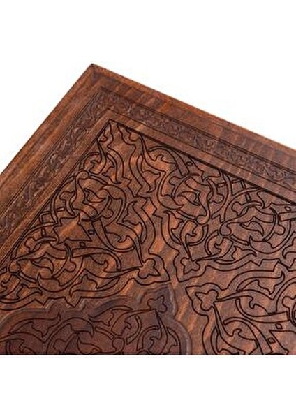 Rumi Desenli Ahşap Tavla Takımı El İşçiliği ile 30 Parça Kayın ve Ceviz Motifli
