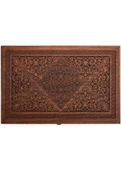 Rumi Desenli Ahşap Tavla Takımı El İşçiliği ile 30 Parça Kayın ve Ceviz Motifli