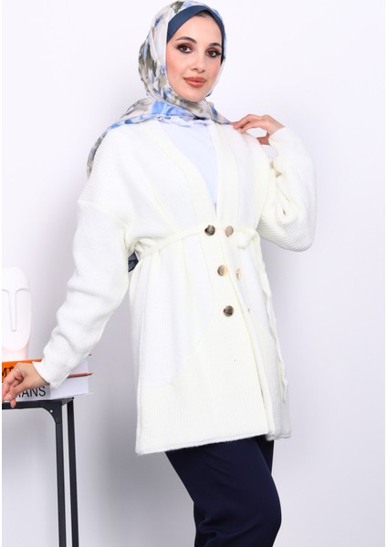 Ekru Cep Detaylı Yumoş Triko Hırka modelleri