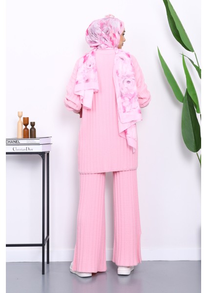 Pembe Fitilli Yumoş Tunik Pantolonlu Triko Takım fırsatları
