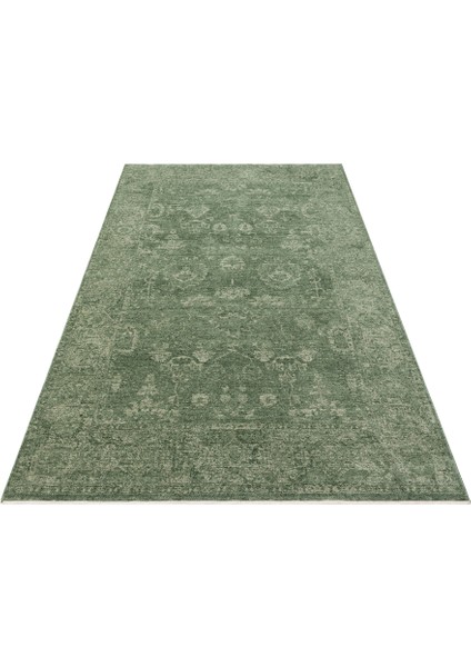 Shiraz SHR 02 Yeşil - Vintage Eskitme Desenli Yumuşak Dokulu Modern Makine Halısı fırsatları