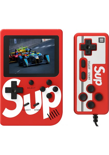 Retro El Konsolu – 400 Oyun, Tv Bağlantılı, 2 Kişilik, 3inç” Ekranlı Taşınabilir Mini Oyun Konsolu Kırmızı