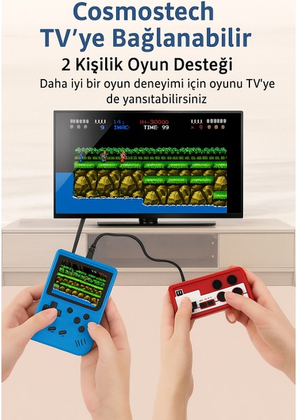 Retro El Konsolu – 400 Oyun, Tv Bağlantılı, 2 Kişilik, 3inç” Ekranlı Taşınabilir Mini Oyun Konsolu Kırmızı indirimleri