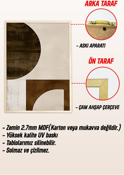 🟤 3’lü Çerçeveli Toprak Tonlarında Geometrik Soyut Tablo Seti🌿 CRV1154 23 x 32