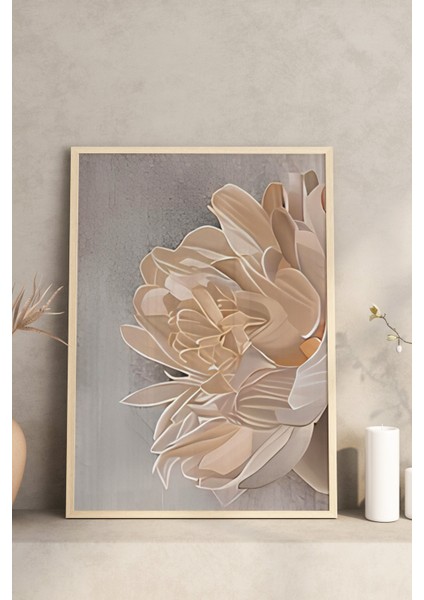 🤍 3’lü Çerçeveli Soft Tonlarda Büyük Çiçek Desenli Tablo Seti 🌿 CRV1156 23 x 32 modelleri