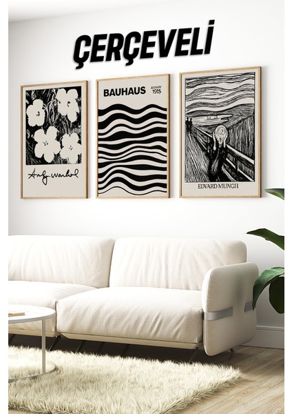🎨 Sanatçı Posterleri – Andy Warhol, Bauhaus, Edvard Munch Temalı Dekoratif Tablo Seti🌿 CRV1152 23 x 32