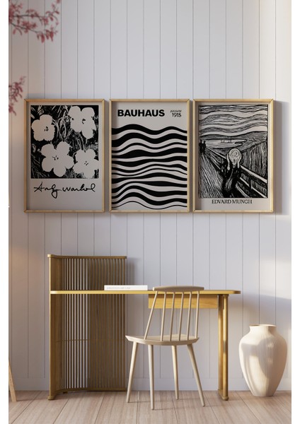 🎨 Sanatçı Posterleri – Andy Warhol, Bauhaus, Edvard Munch Temalı Dekoratif Tablo Seti🌿 CRV1152 23 x 32 fiyatları