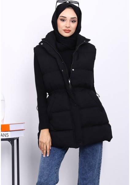 Siyah Bel Lastikli Cepli Şişme Yelek modelleri