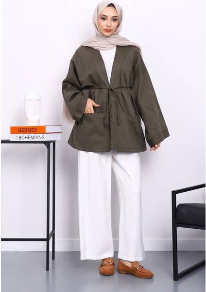 Haki Cepli İp Detaylı Kanvas Ceket fiyatları