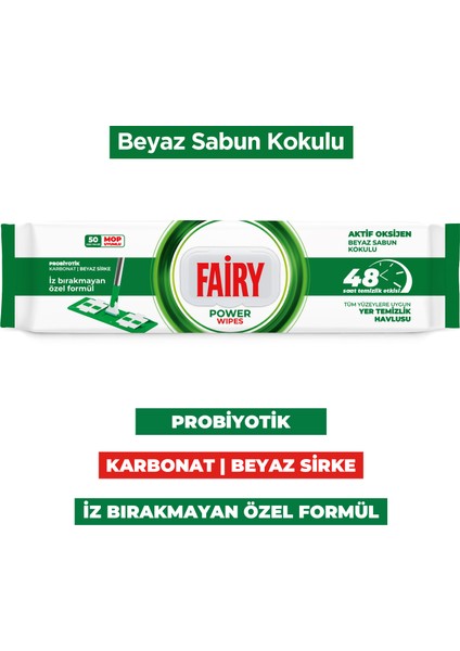 Power Wipes Mop Uyumlu Yer Temizlik Havlusu 50 Yaprak | Beyaz Sabun | 6 Adet fiyatları