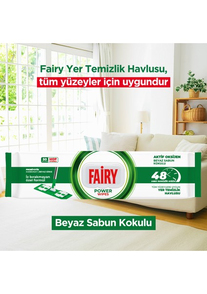 Power Wipes Mop Uyumlu Yer Temizlik Havlusu 50 Yaprak | Beyaz Sabun | 6 Adet modelleri