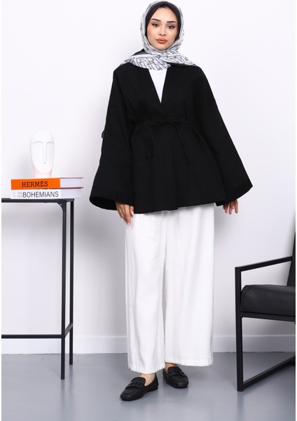 Siyah Cepli İp Detaylı Kanvas Ceket fiyatları