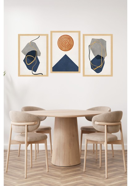 🖼️ Modern Minimal Geometrik Soyut 3'lü Çerçeve Görünümlü Tablo Seti🌟 CRVS1141 13 x 17 fiyatları