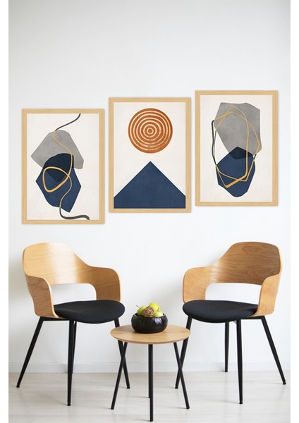🖼️ Modern Minimal Geometrik Soyut 3'lü Çerçeve Görünümlü Tablo Seti🌟 CRVS1141 13 x 17 modelleri