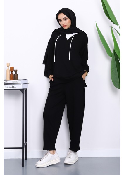 Siyah Kapşonlu Tunik Pantolonlu Takım fiyatları