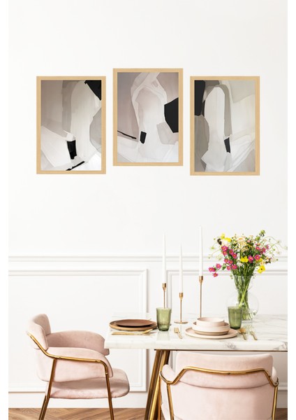 🖼️ Modern Soyut Minimalist Tablo Seti – 3’lü Çerçeve Görünümlü Duvar Dekoru🌟 CRVS1144 13 x 17 fırsatları